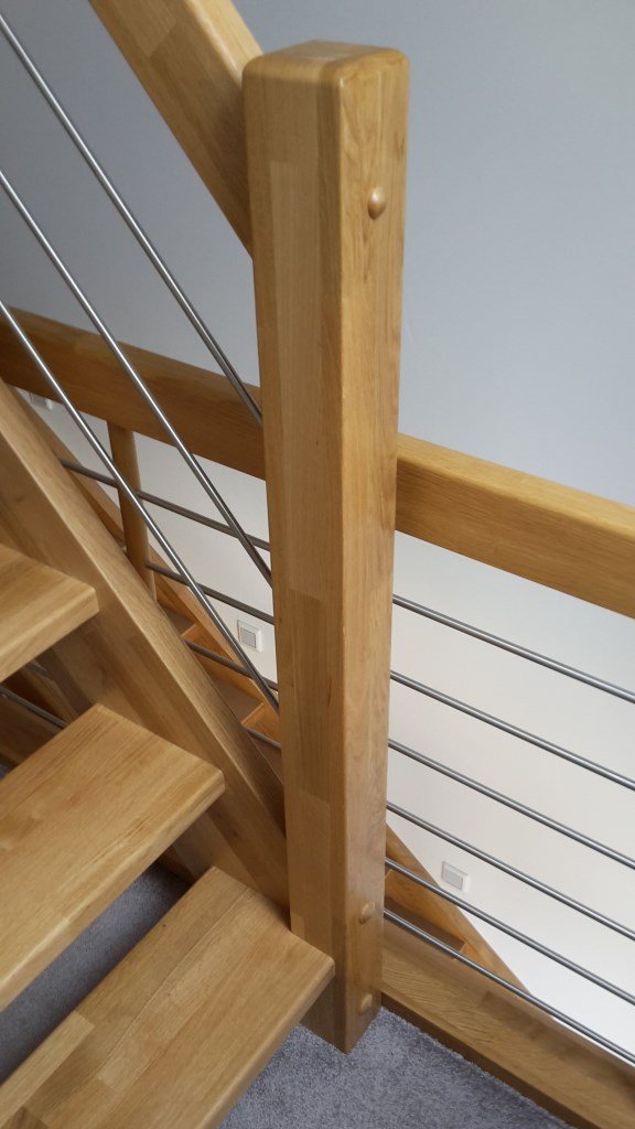 Eichentreppe Edelstahl Ansicht